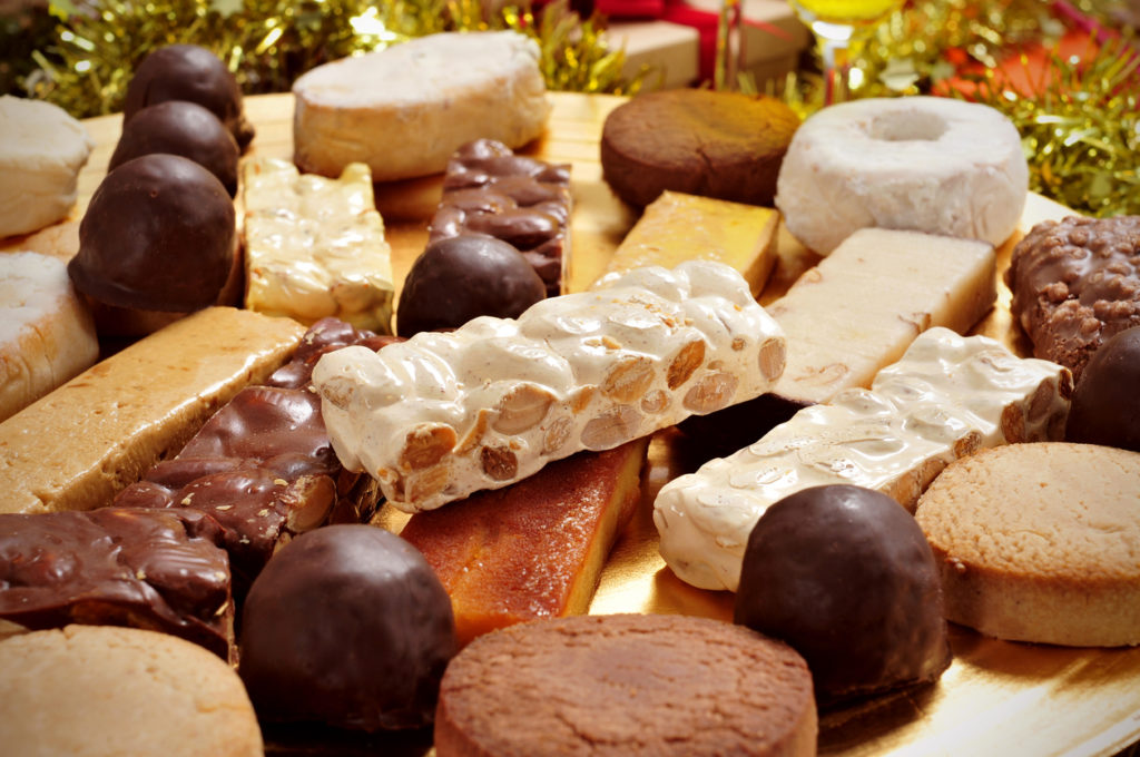Turron, mantecados and polvorones, typical christmas sweets in Spain