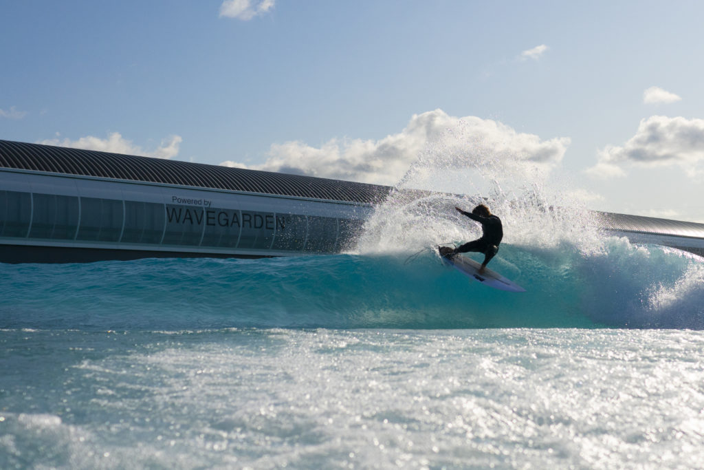 Surfer at The Wave, Bristol, England (credit Image: Cabin)