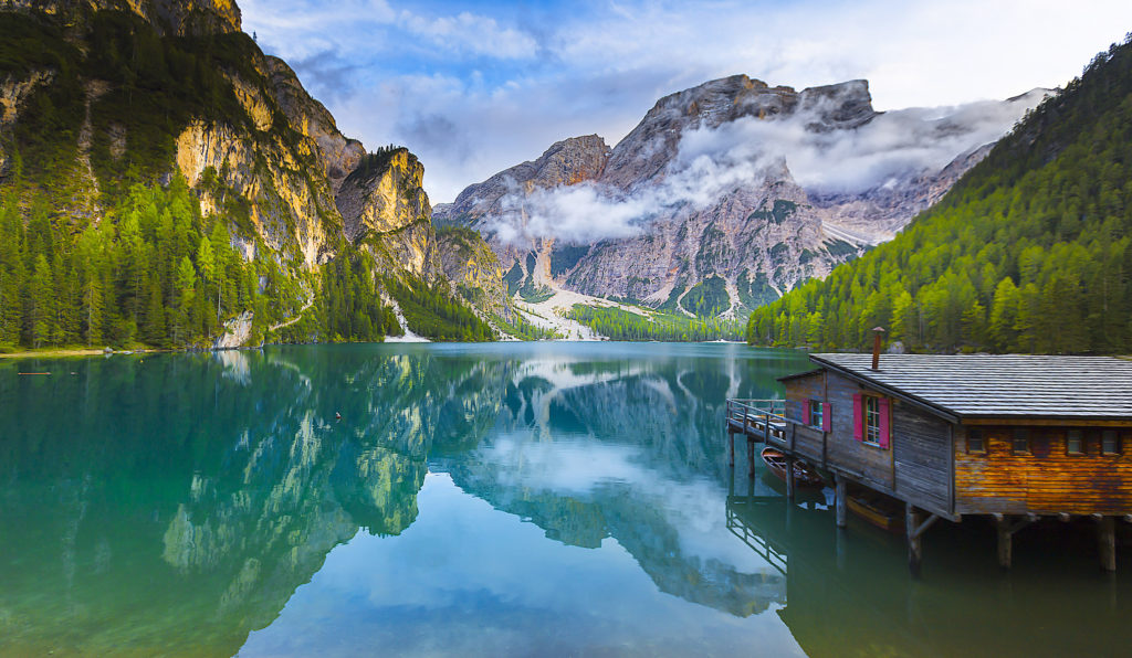 Autumn sunrise of Italian Alps