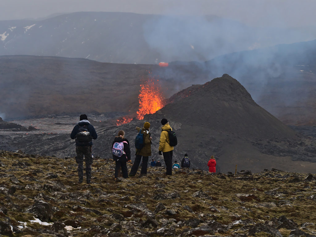 Watching lava explosion